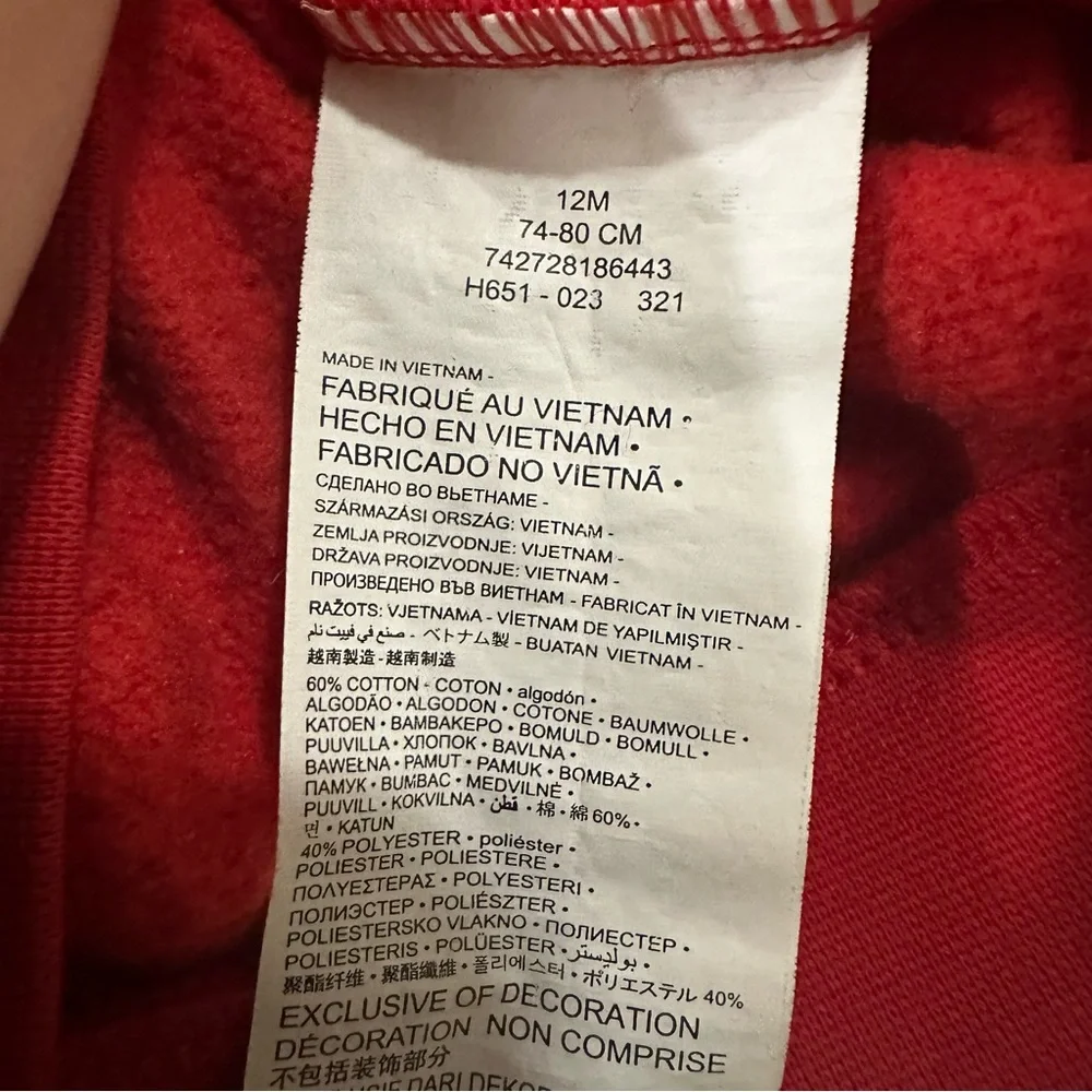 Nike Red Sweatshirt‎ Toddler Size 12 Months with shoulder snaps